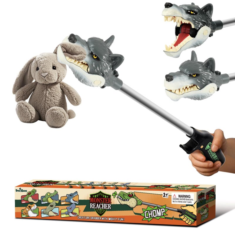 DINOBROS Animal Pincher Toys Wolf Grabber Toy for Boys Claw Snapper Chomper Monster Reacher Robot Hand - Image 1