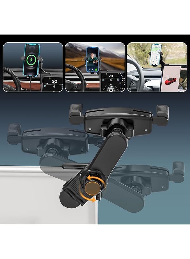 KASTWAVE Tesla Phone Mount, Car Phone Holder Compatible With Model 3/Y Phone Mount, Adjustable 360° Cell Phone Holder For Most Car Screens, Tesla 3/Y Accessories Fits For All Iphone & Android Phones - Image 3