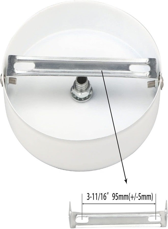 OML Ceiling Canopy Kit, 100mm x 20mm Metal Lamp Holder Base, Deep Single Hole Light Fixture Plate, Pendant Light Chassis for Hanging Chandeliers & DIY Installation - Pack of 2 (White) - Image 3