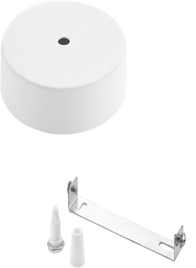 OML Ceiling Canopy Kit, 100mm x 20mm Metal Lamp Holder Base, Deep Single Hole Light Fixture Plate, Pendant Light Chassis for Hanging Chandeliers & DIY Installation - Pack of 2 (White) - Image 2