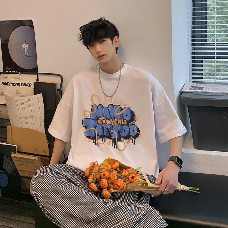 Men'S Cotton Short-Sleeved T-Shirt New Ins Niche Oversize Loose Couple Korean-Style Half-Sleeved T-Shirt - Image 2