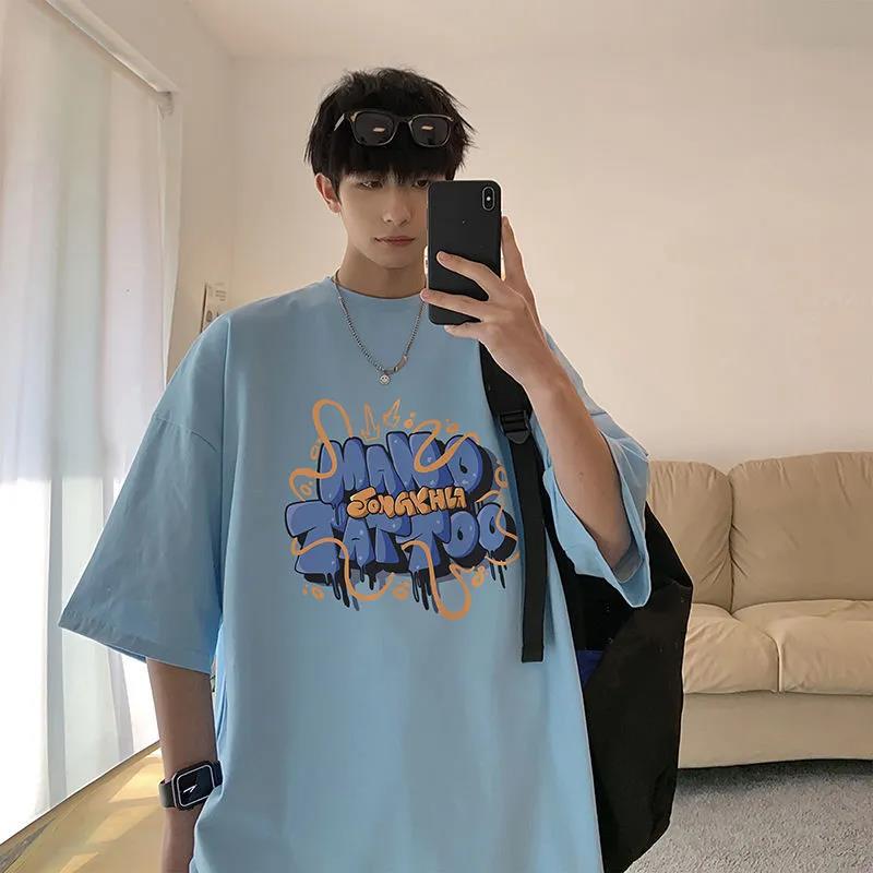 Men'S Cotton Short-Sleeved T-Shirt New Ins Niche Oversize Loose Couple Korean-Style Half-Sleeved T-Shirt - Image 5
