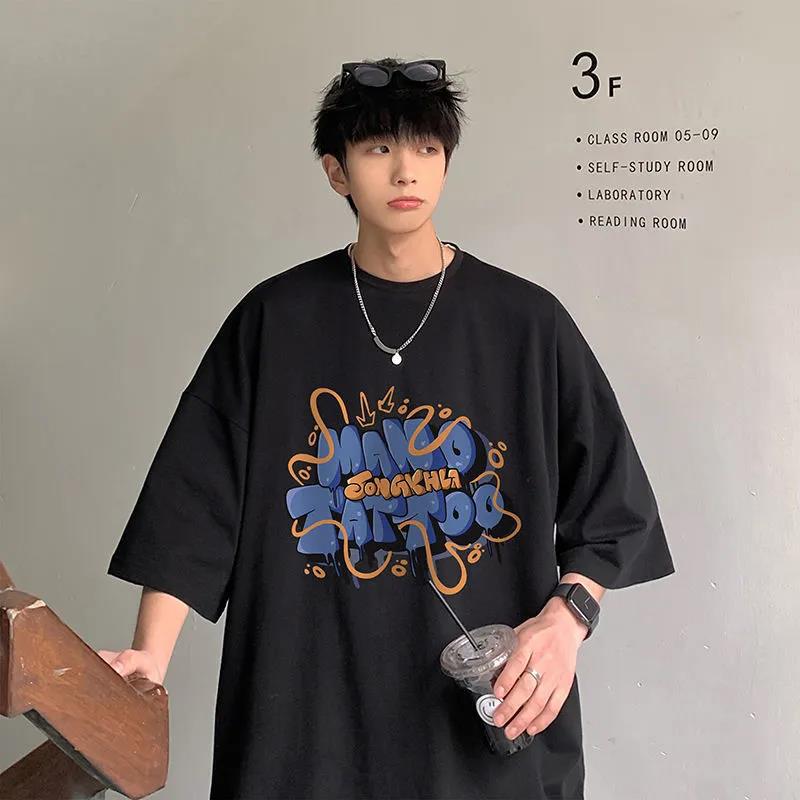 Men'S Cotton Short-Sleeved T-Shirt New Ins Niche Oversize Loose Couple Korean-Style Half-Sleeved T-Shirt - Image 4