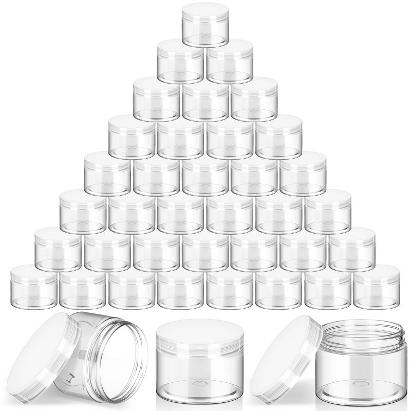 SATINIOR 36 Pieces Plastic Jars with Lids Round Leak Proof Airtight Container Cosmetic Small Empty Jars for Lotions Ointments Travel Toiletries Creams Make up Storage1 ozTransparent