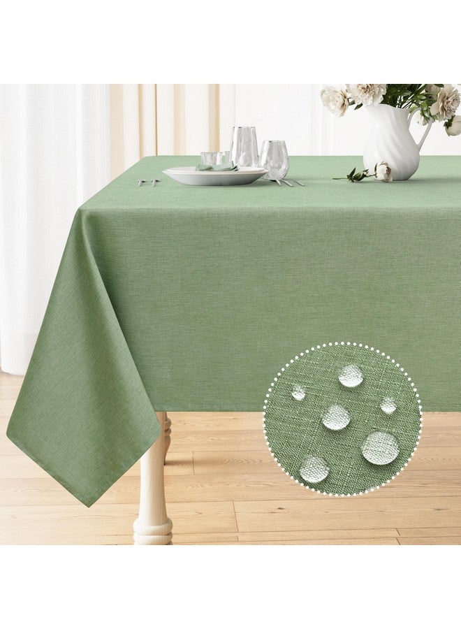 Smiry Rectangle Table Cloth Linen Textured, Waterproof Spillproof Anti-Wrinkle Burlap Tablecloth, Washable Decorative Fabric Table Cover for Dining, Party, Banquet, 60 x 84 Inch, Sage Green - Image 1
