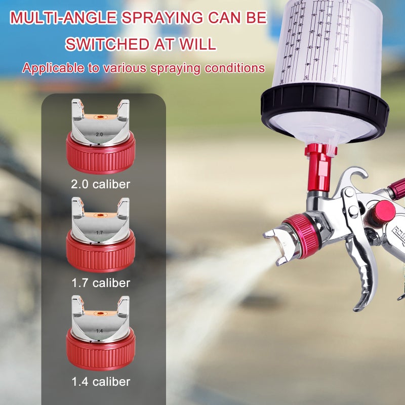 Universal 1.4mm/1.7mm/2.0mm Nozzle Cordless Paint Sprayer for Home Interior House Painting Car DIY Aluminum Alloy Paint Sprayer with 600ml Cup Pressure Valve 10Pcs Disposable Bottles - Image 5