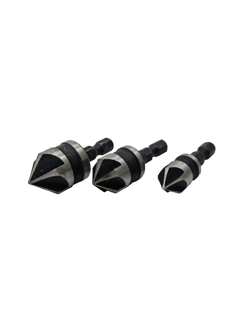 S-ZONE - SZONE 3Pcs Chamfer Hex Drill Bit Cutter Woodworking Chamfering Tool Size12mm 16mm 19mm - Image 1