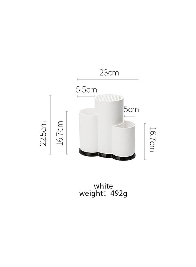 3 in 1 Knife Block Black and White Multi Purpose Knife Holder with Peeler Universal Knife Block Without Knife Removable Cutlery Holder - Image 2