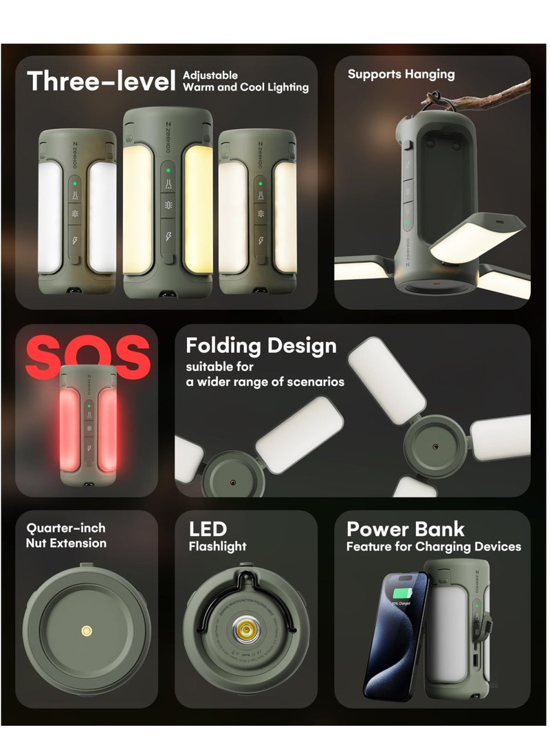 LED Camping Lantern with Flashlights, Rechargeable and Waterproof Tent Light, 4 Light Modes, 6000mAh Power Bank, Essential for Camping, Emergency, Hiking - Image 5