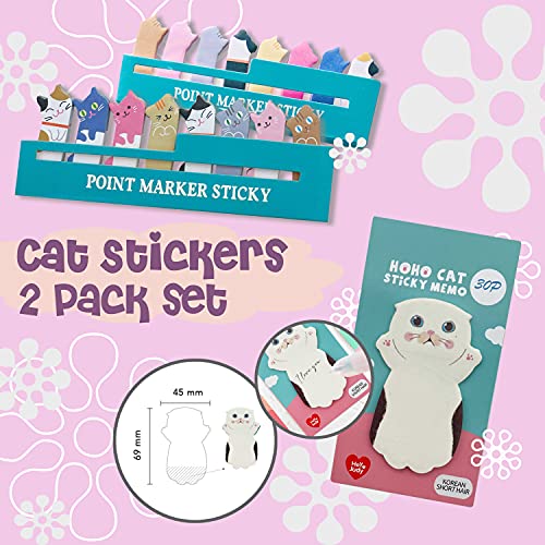 Primo Lines Kawaii Cute Stationary Set Pop Up Pencil Case,8 x Cat Pens,10-in-1 Multi Color Pen,2 x Stickers Cat Sticky Notes Page Markers and Fun Erasers Pack - Cat Stationary Set Cute Stationary Gift Set - Image 4