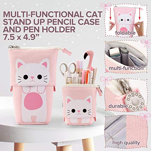 Primo Lines Kawaii Cute Stationary Set Pop Up Pencil Case,8 x Cat Pens,10-in-1 Multi Color Pen,2 x Stickers Cat Sticky Notes Page Markers and Fun Erasers Pack - Cat Stationary Set Cute Stationary Gift Set - Image 2