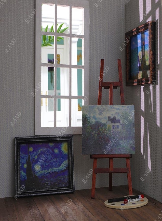 iland Miniature Dollhouse Accessories for Dollhouse Furniture on 1:12 Scale, Frames w/Printed Classic Impressionist Paintings Set (2 Silver Frames & 2 Brass Frames w/6 Pictures) - Image 3