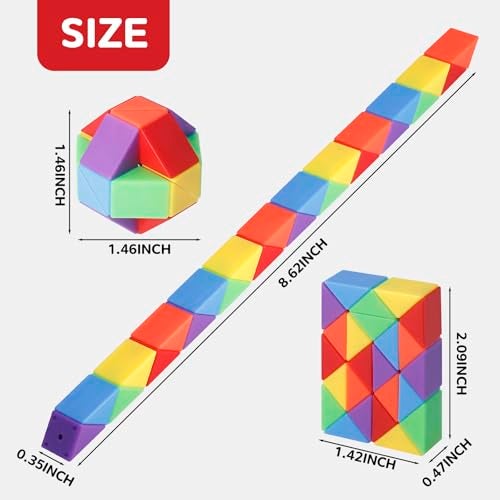 LENDOD 30 Pack Mini Fidget Snake Cube Toys Goodie Bag Stuffers for Kids Treasure Box Toys for Classroom Twist Puzzle for Party Favors Birthday Back to School Gifts Stocking Stuffers for Kids - Image 5