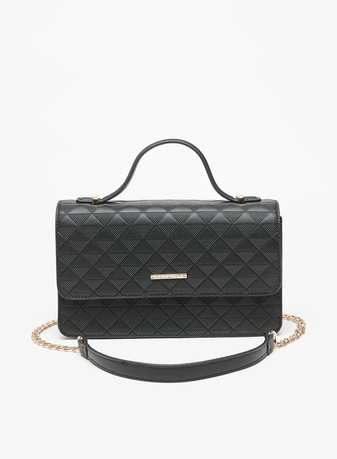 Flora Bella By Shoexpress Women's Textured Satchel Bag with Top Handle and Magnetic Closure