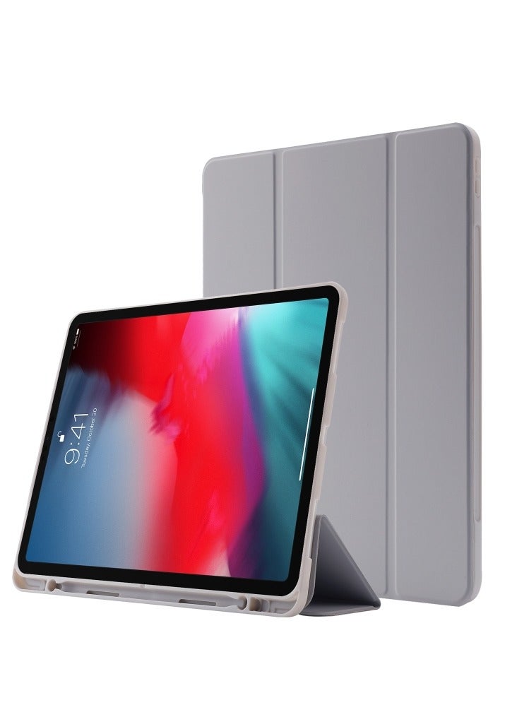 Smart New iPad Air 13 Inch Case M2 2024 with Pencil Holder, Smart iPad Case [Support Pencil Pro and Pencil(USB-C)], Support Touch ID and Auto Wake/Sleep (   Gray) 