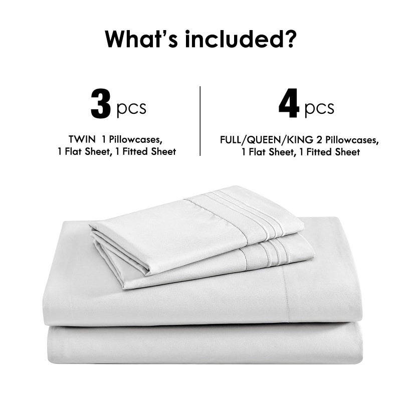 ClevaHome Sheet Set Queen Size, 4-Piece Bedding, Lightweight & Super Soft Easy Care Microfiberâ€“ Shrinkage & Fade Resistant Bedding Set with 14'' Deep Pockets (Pearl White) - Image 4