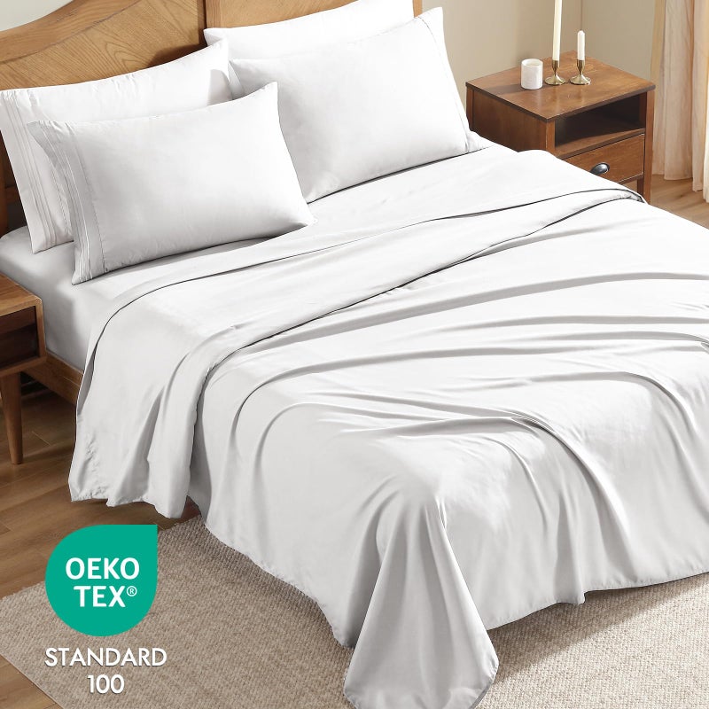 ClevaHome Sheet Set Queen Size, 4-Piece Bedding, Lightweight & Super Soft Easy Care Microfiberâ€“ Shrinkage & Fade Resistant Bedding Set with 14'' Deep Pockets (Pearl White) - Image 5