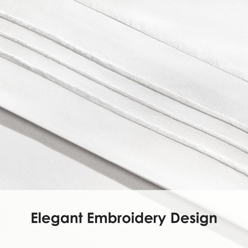 ClevaHome Sheet Set Queen Size, 4-Piece Bedding, Lightweight & Super Soft Easy Care Microfiberâ€“ Shrinkage & Fade Resistant Bedding Set with 14'' Deep Pockets (Pearl White) - Image 3
