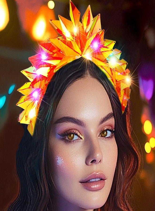 Kilshye Light Up Red Crown Headband LED Costume Headpiece Festival Headwear Halloween Hair Accessories for Women - Image 2