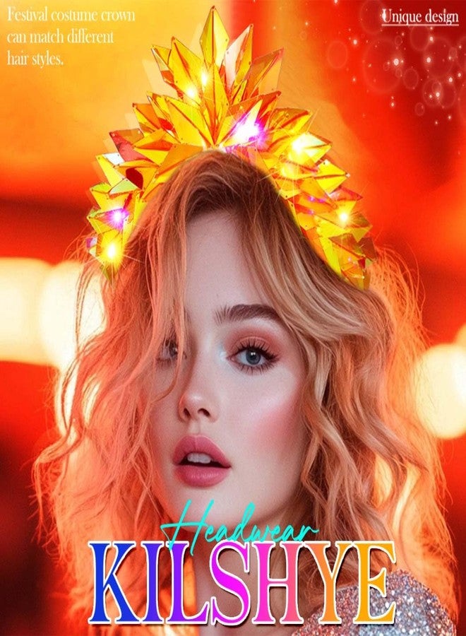 Kilshye Light Up Red Crown Headband LED Costume Headpiece Festival Headwear Halloween Hair Accessories for Women - Image 4