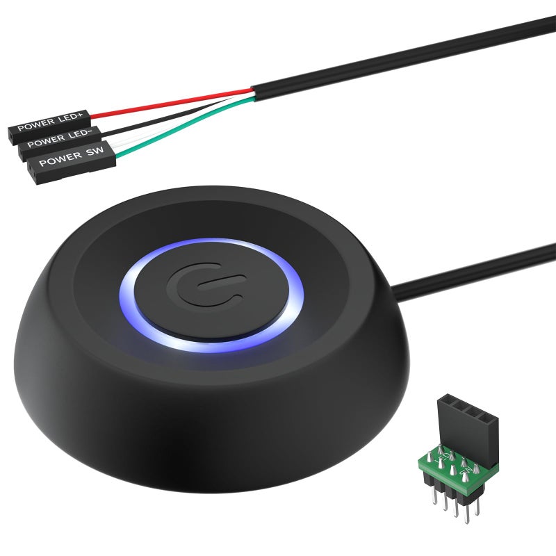 OwlTree PC Power Button, Desktop Power Button PC External Power Switch ON Off LED PC Power Supply Button SW Extension for Computer Motherboard - Image 1