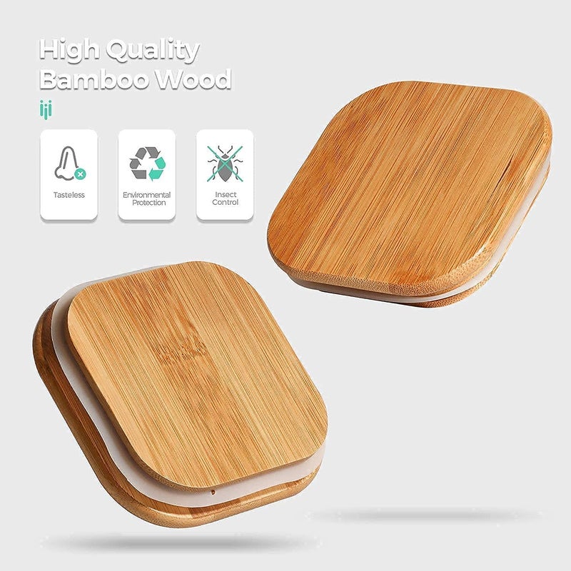 Macloom Square Glass Jars With Wood Lids Airtight And Stackable Storage Containers For Kitchen Pantry Bpa Free And Recyclable Canister For Food Cookies Coffee Pasta Sugar 3 Brown - Image 4