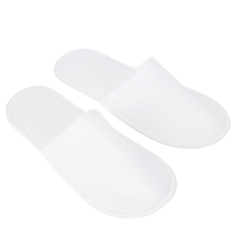 POCREATION POCREATION Spa Slippers  50 Pairs Plush Closed Toe Slippers Fit Size for Men and Women for Hotel Guest Used  White Non- Slippers - Image 2