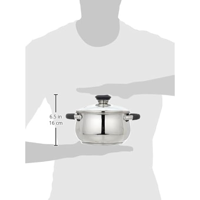 ريحني طاجن نانو 16 سم مع غطاء زجاجي Rf11580 متين وقوي من الفولاذ المقاوم للصدأ مع غطاء زجاجي مقسى فضي - Image 5