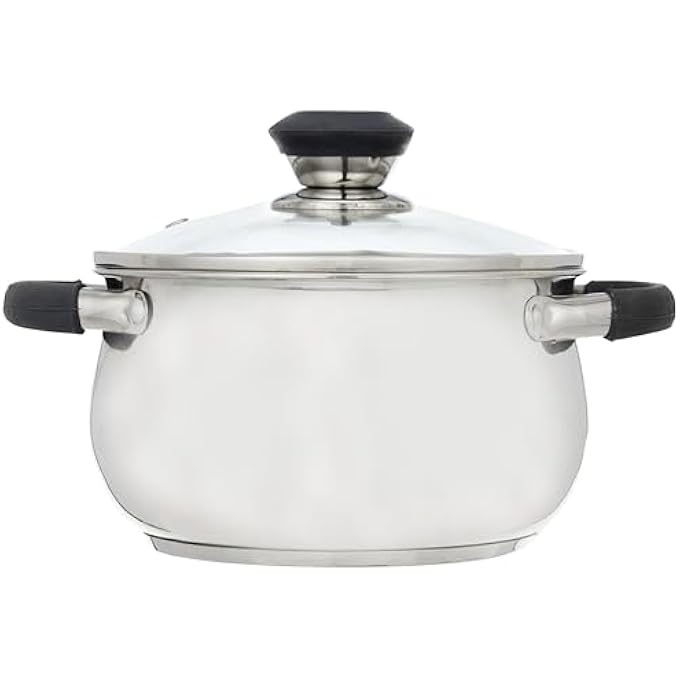 ريحني طاجن نانو 16 سم مع غطاء زجاجي Rf11580 متين وقوي من الفولاذ المقاوم للصدأ مع غطاء زجاجي مقسى فضي - Image 2