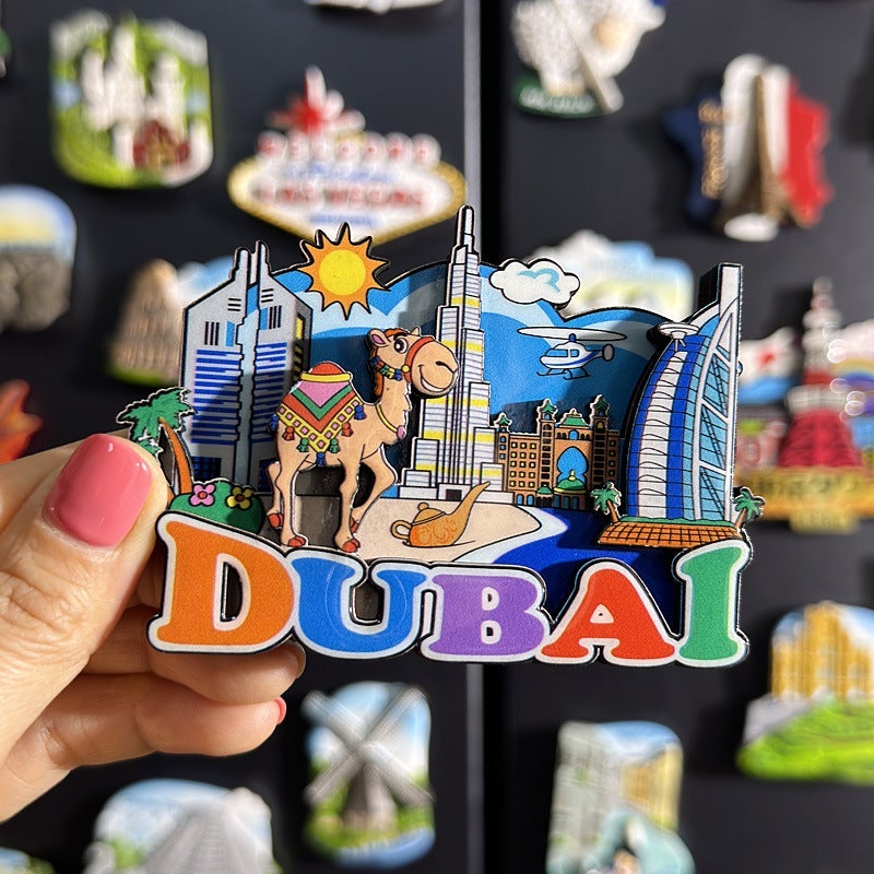 مغناطيس ثلاجة ثلاثي الأبعاد لخريطة العالم - تذكارات سفر إبداعية من أوروبا - Image 1