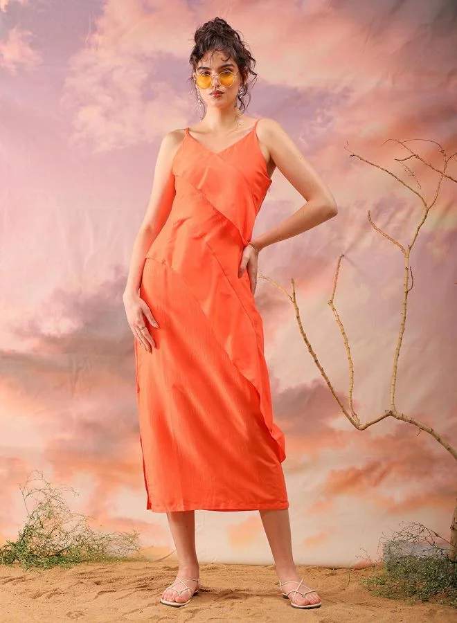 مرفوعة Women Flared Casual Solid Ruffle Dress