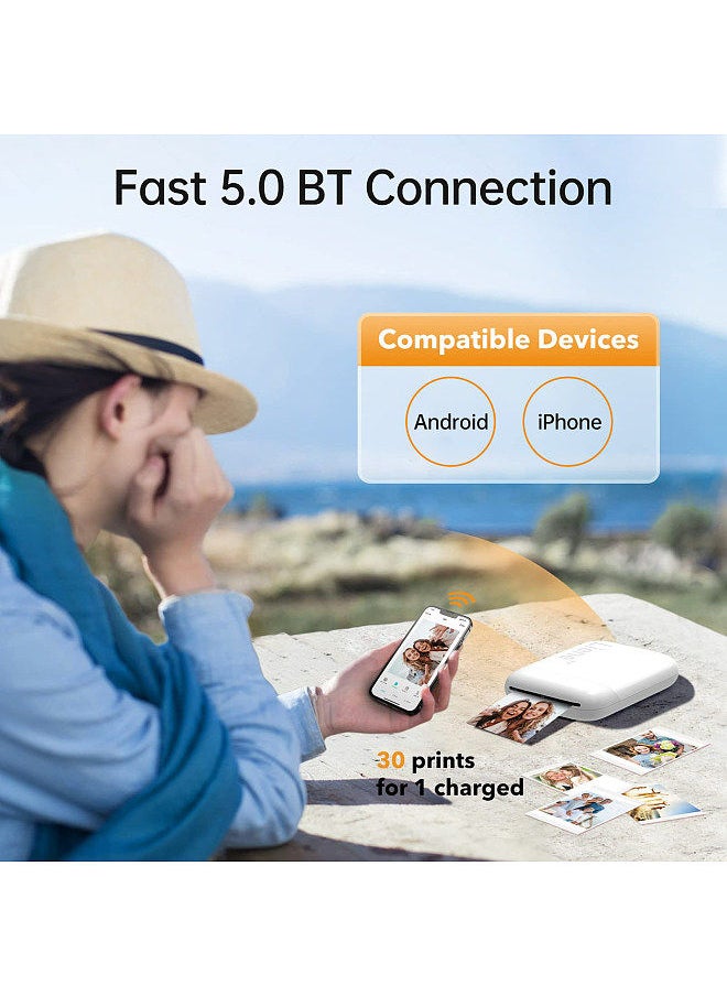 Generic - Kiwi 2x3 Inch Mini Photo Printer Wireless Smartphone Instant Picture Printer with 5 ZINK Technology Adhesive Paper BT5.0 Connecting Compatible with iOS & Android Portable - Image 1