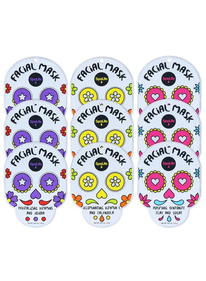 SpaLife Halloween Themed Dia De Muertos Facial Mask 9 Count - Image 1