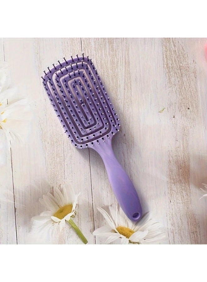 Ucanbe 2pcs Volumizing Curved Vent Hair Brush Set – Purple & Black Anti-Static Styling Brushes for Long Hair, Hollow Rib Design - Image 4
