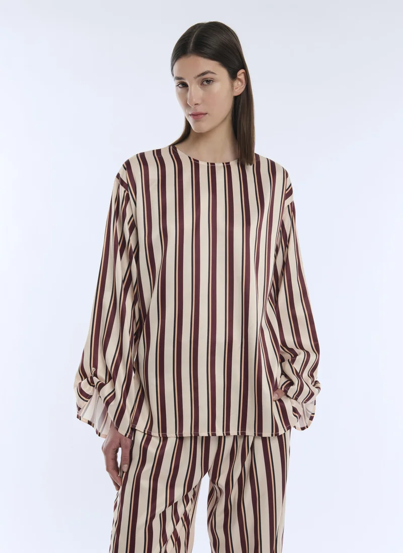 Iyal  Satin Stripe Top for Women | Best Price UAE
