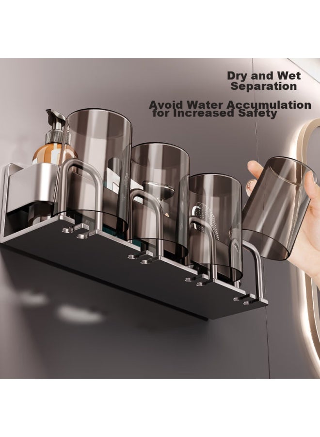Baihan Toothbrush Holder, Bathroom No-drilling Mouthwash Cup, Toothbrush Cup Wall-mounted Bathroom Electric Toothbrush Space Aluminum Rack - Image 3