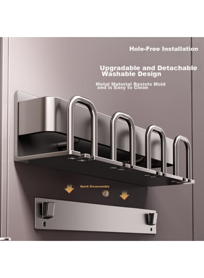 Baihan Toothbrush Holder, Bathroom No-drilling Mouthwash Cup, Toothbrush Cup Wall-mounted Bathroom Electric Toothbrush Space Aluminum Rack - Image 1