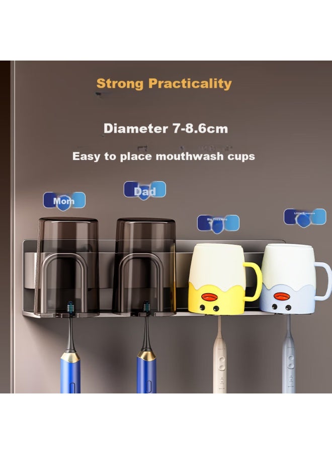 Baihan Toothbrush Holder, Bathroom No-drilling Mouthwash Cup, Toothbrush Cup Wall-mounted Bathroom Electric Toothbrush Space Aluminum Rack - Image 2