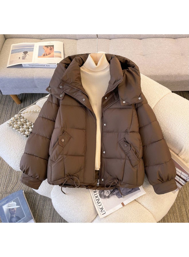 Fapai Winter Hooded Puffer Jacket Fashion Slimming Short Cotton Jacket - Image 3