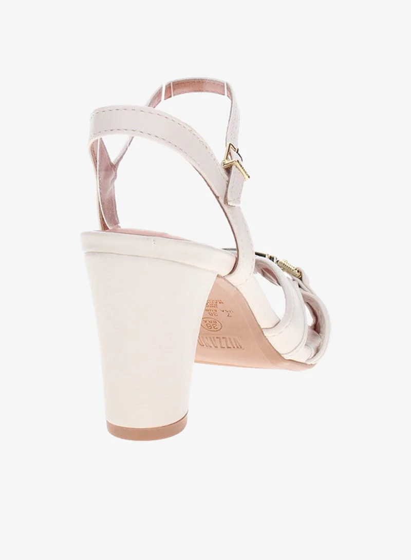 VIZZANO Off White Mid Heels Sandals for Women – Sling Back Heel Sandals for Girls with Ankle Strap for Women | Best Price UAE