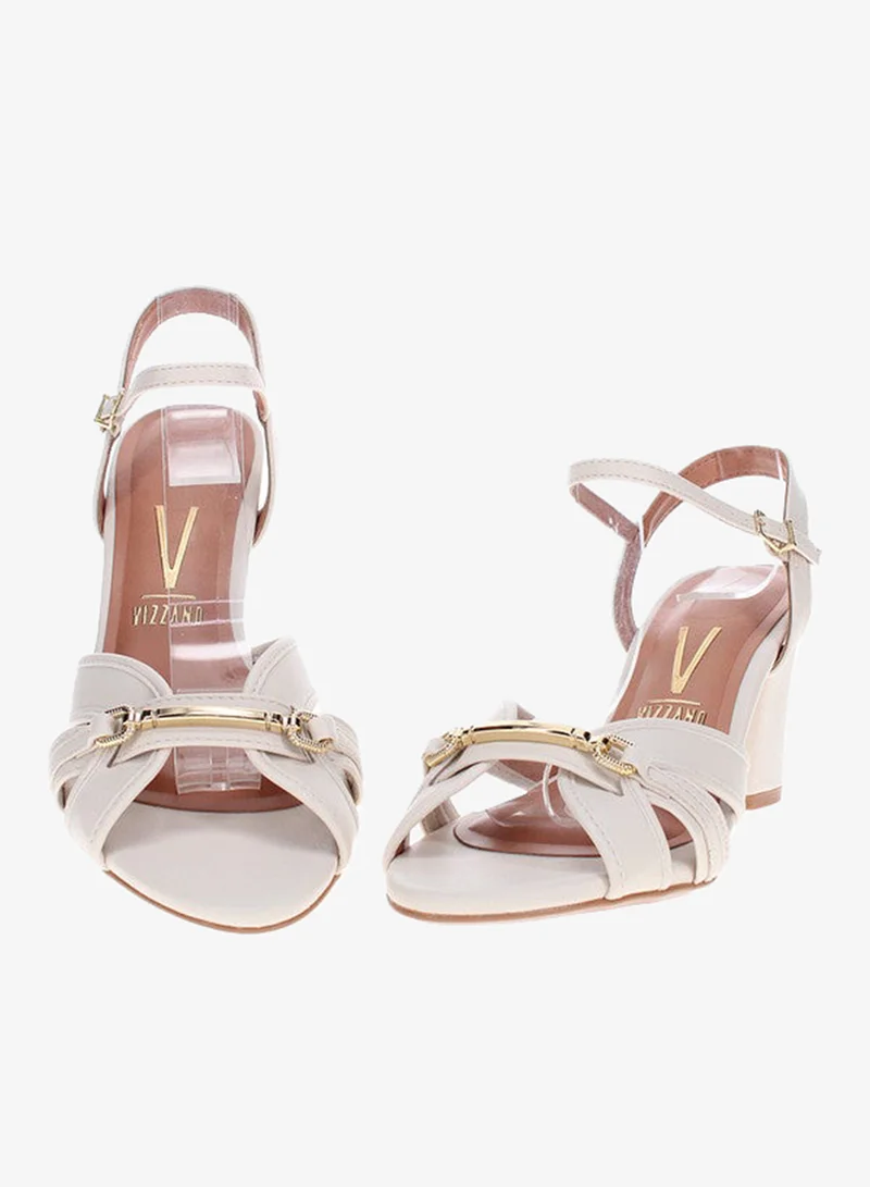 VIZZANO Off White Mid Heels Sandals for Women – Sling Back Heel Sandals for Girls with Ankle Strap for Women | Best Price UAE