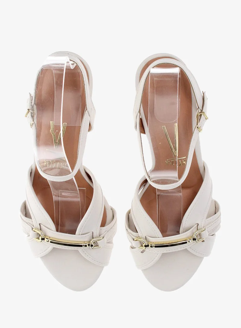 VIZZANO Off White Mid Heels Sandals for Women – Sling Back Heel Sandals for Girls with Ankle Strap for Women | Best Price UAE