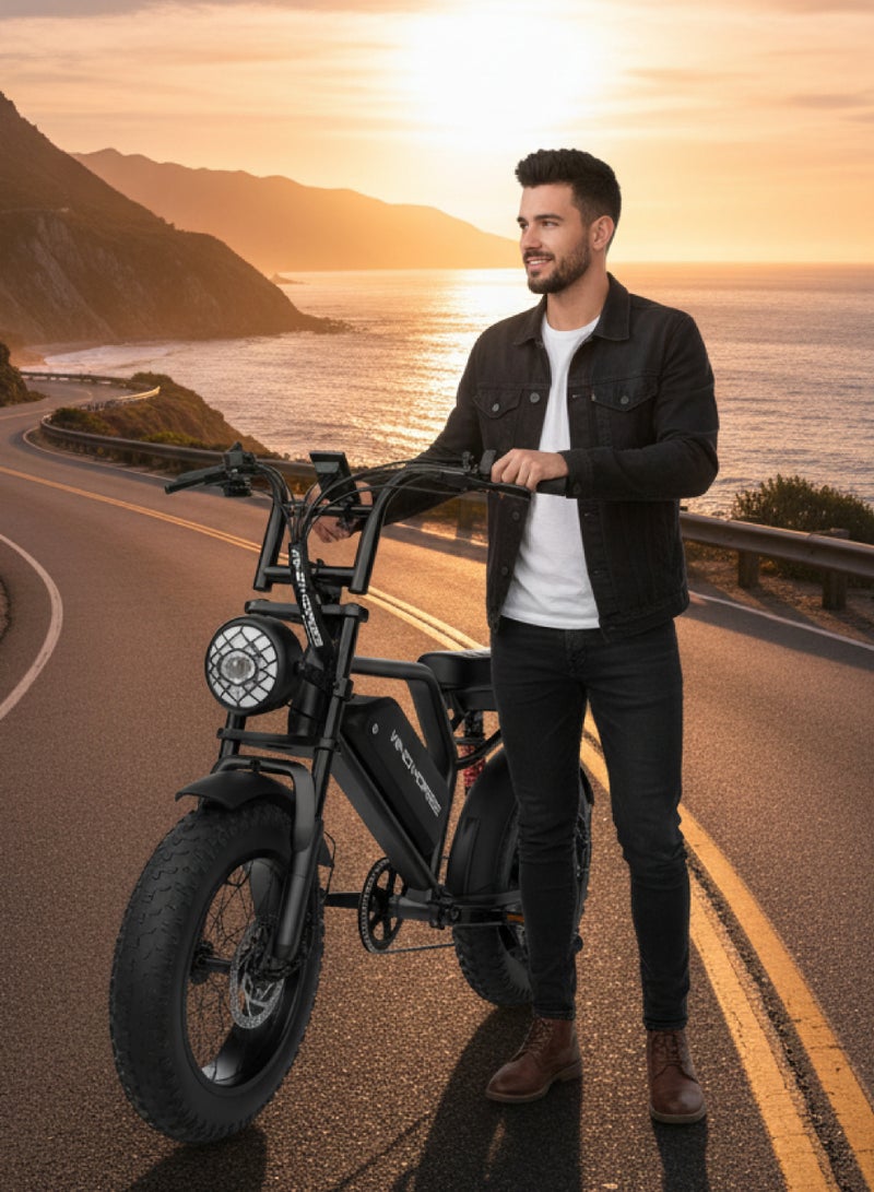 ويندهورس دراجة كهربائية V8 Mini محرك 750 واط بطارية 48V 15.6Ah مدى يصل إلى 60 كم فرامل قرصية أمامية وخلفية نظام تعليق مزدوج 3 سرعات سماعة بلوتوث للجنسين - Image 3