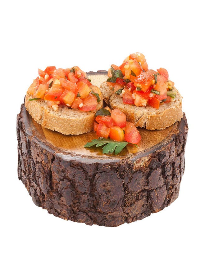 Restaurantware 4 Inch x 2 Inch Rustic Riser For Displays, 1 Small Wood Display Riser - Varnished With Bark Edges, Hollowed Bottom, Acacia Tree Stump Display Stand, For Appetizers, Desserts, Snacks - Image 5