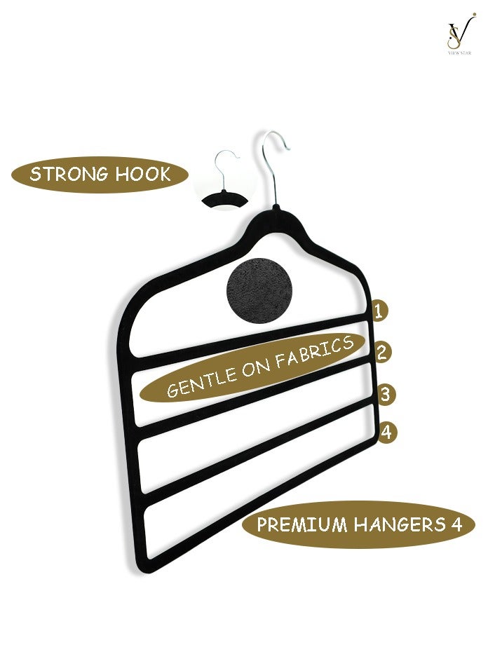 فيوستار علاقة بنطلونات متعددة الطبقات من Viewstar - منظم علاقات ملابس مانع للانزلاق من 4 طبقات مع خطاف - علاقة موفرة للمساحة للسراويل والأوشحة والربطات والجينز - مثالية لخزانة الملابس وحامل خزانة الملابس - Image 4