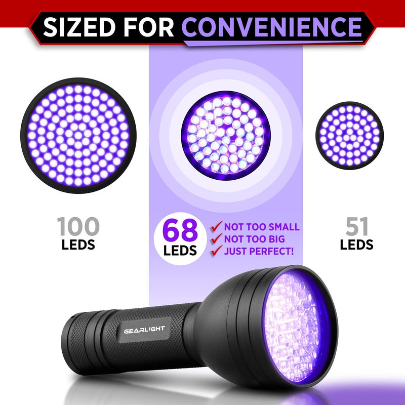GearLight UV Flashlight Black Light from 68 LED Blacklight Flashlight Dog/Cat Pet Urine Detector, Scorpion, Bed Bug, Resin Curing, Dog Stain, and Carpet Odor Eliminator Remover, ID Checking_XR68 - Image 4