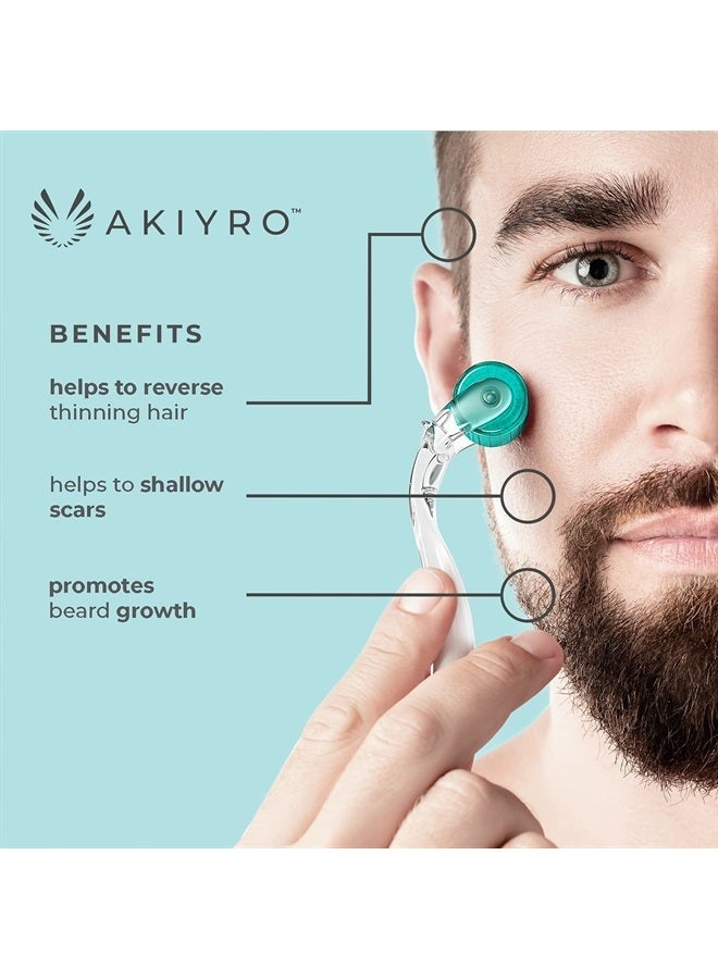 AKIYRO Micro Derma Roller Titanium - 0.30mm Microderm Roller - Microneedle Roller with Case - Personal Use Microneedling Roller -192 Micro Needle Dermal Roller - At Home Microdermabrasion Face Roller