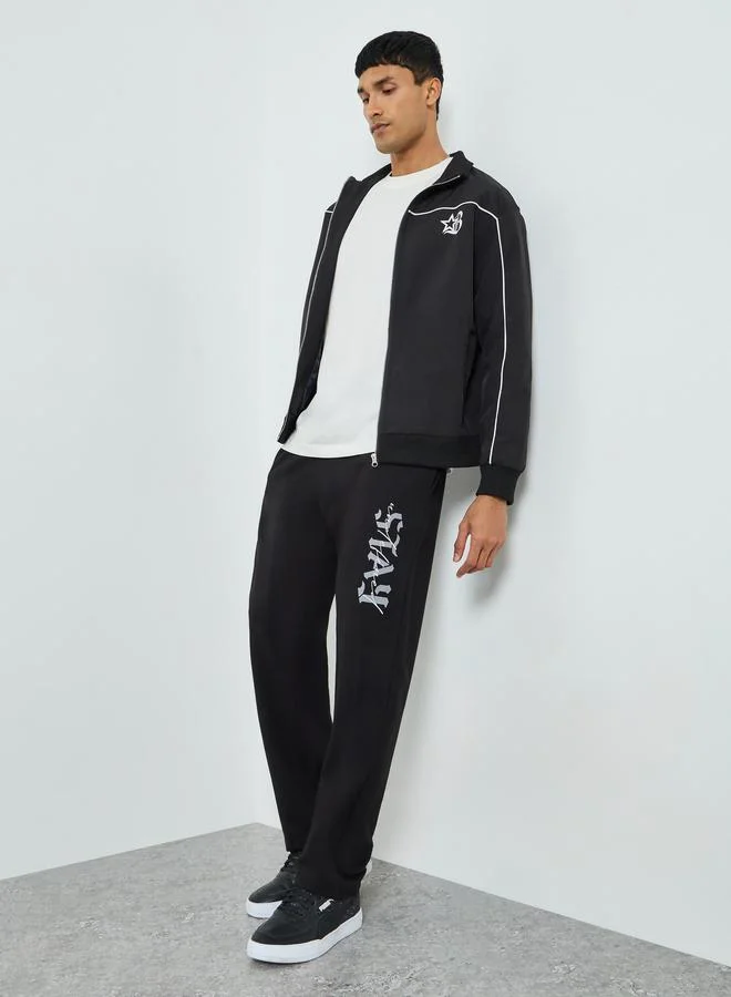 Styli  Men Black Graphic Print Relaxed Joggers for Men | Best Price UAE