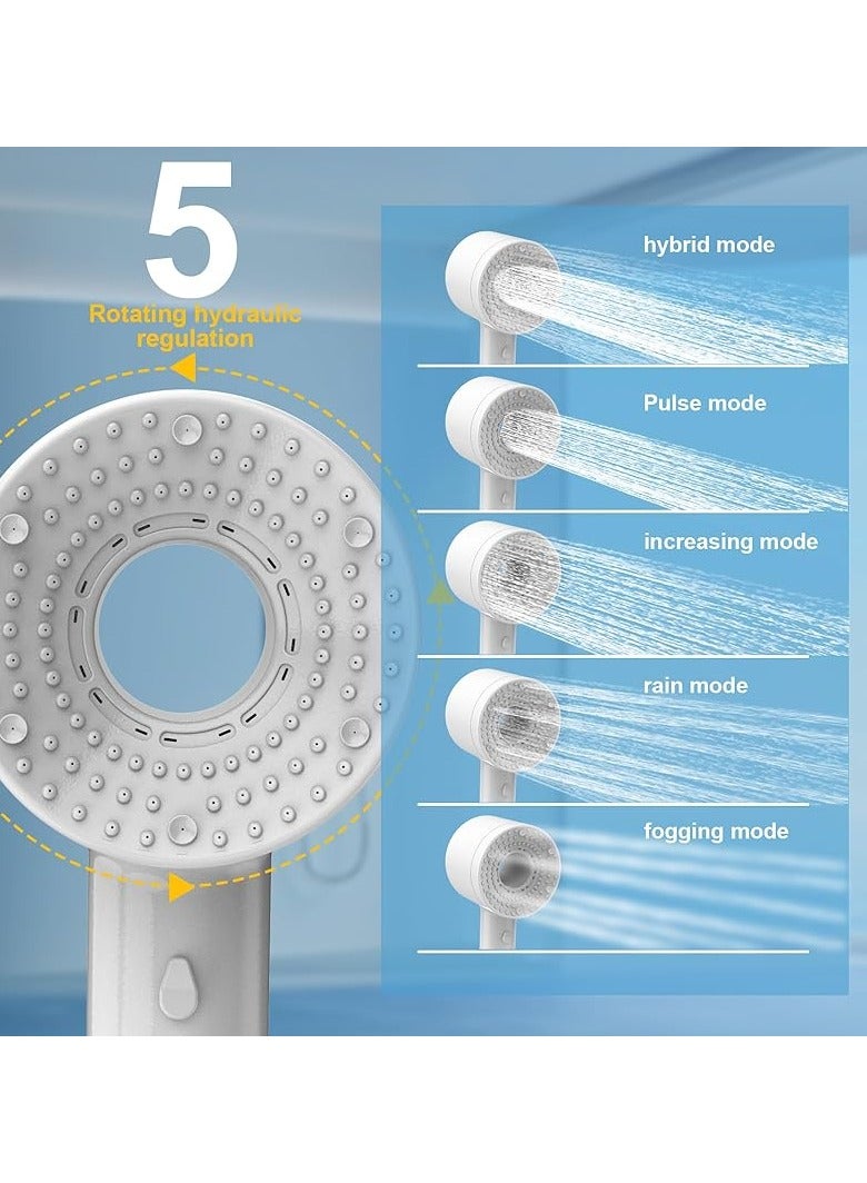 BEILINGDUN High Pressure Shower Head, Filtered Shower Head with Handheld, Multiple Spray Modes with Pause Switch Water Saving Filter Showerhead,Showerhead Set, for Pets Bath (white) - Image 2