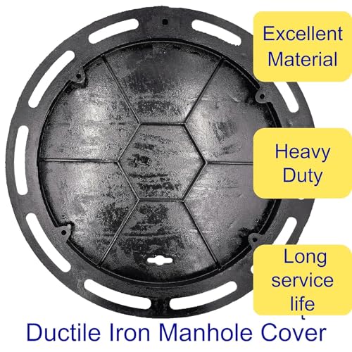 MOSINSBO 20 In Cast Iron Manhole Cover and Frame for 18" Corrugated Pipe, B Class 28100 lbs Heavy-Duty Driveway Septic Tank Lid with Base, Round Black Anti-Slip Inspection Well Cover (True 19.7" ID) - Image 3